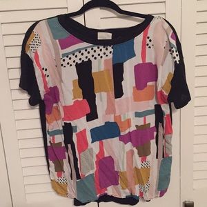 Anthropologie Colorful Abstract Top